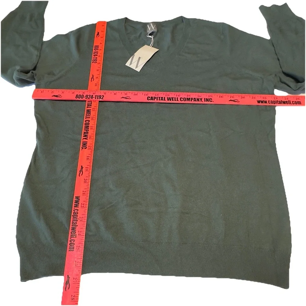 NWT Worthington Duffel Green Long Sleeve Thin Knit Sweater Size XXL V-Neck‎